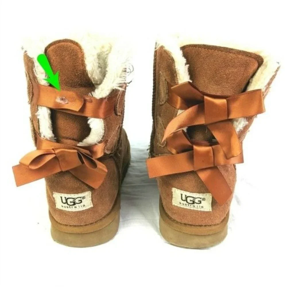 Ugg Bailey Boots Womens‎ 7 Brown Suede Leather Wool Lined Pull On
